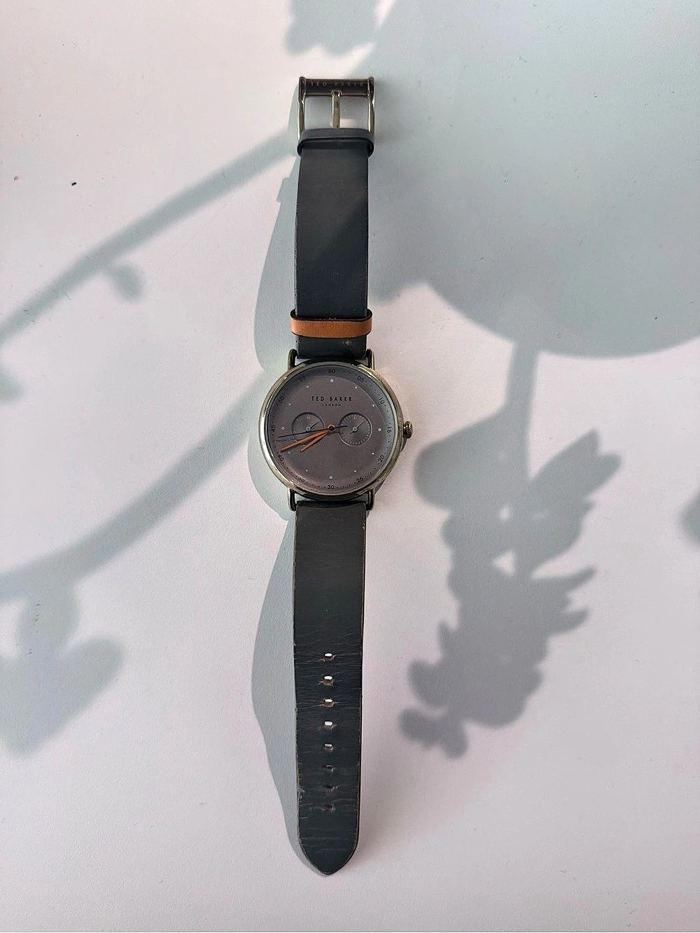 Ted Baker Leather Strap Watch in Brown & Gold